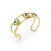 Chroma cuff, Cushion cut, Multicolored, Gold-tone plated